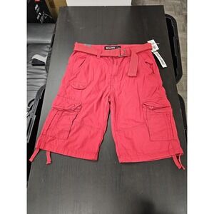 Southpole Shorts Mens 32 Red Utility Cargo Belted‎ Pockets Casual Cotton New
